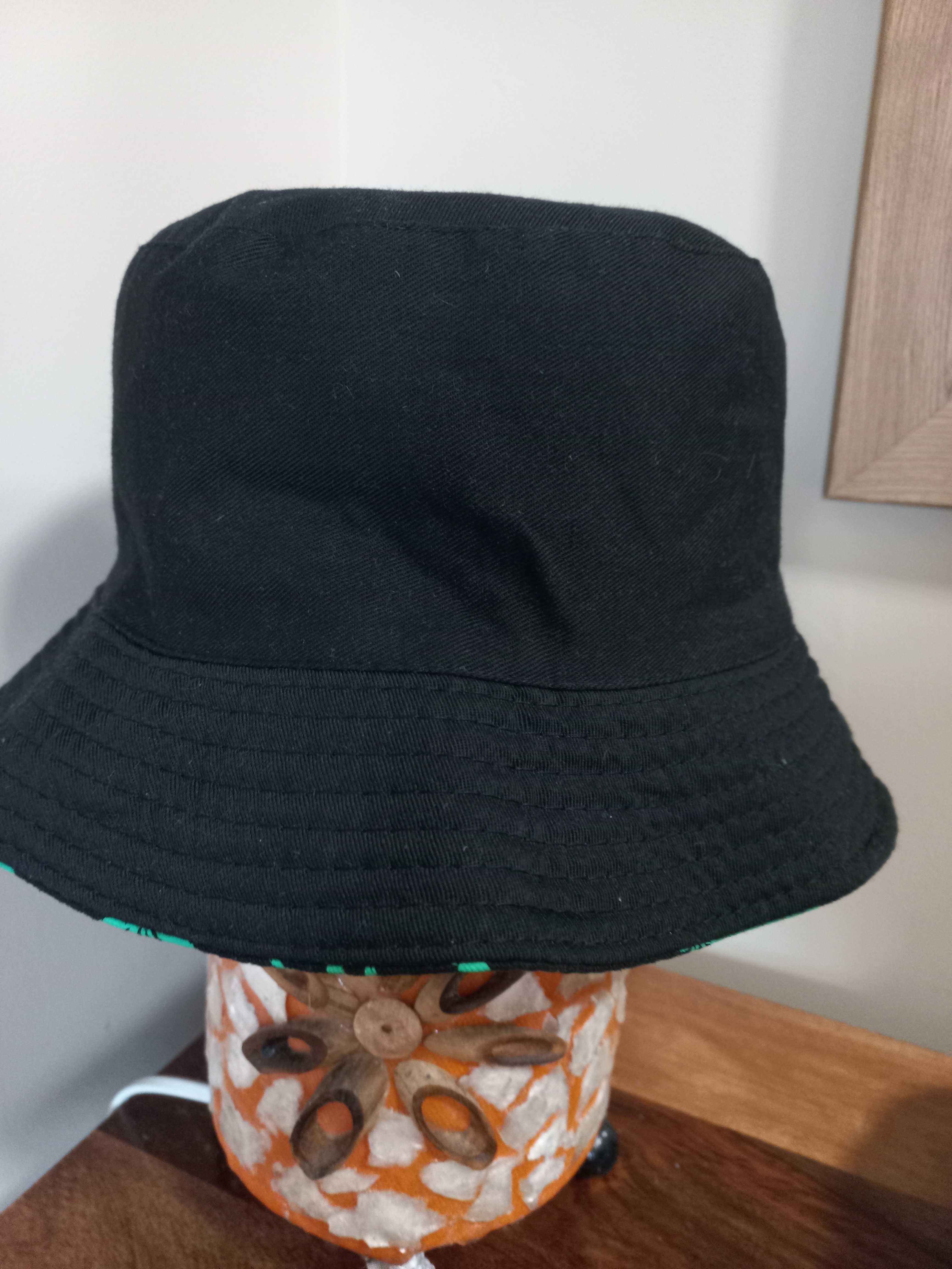 Kapelusz bucket hat dwustronny liście marihuany rybacki