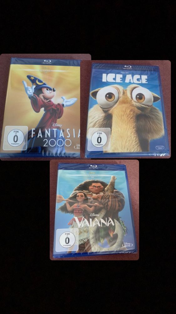 Nowy Komplet 3 Płyt Disney Blu-ray Epoka lodow. Vaiana, Fantazja