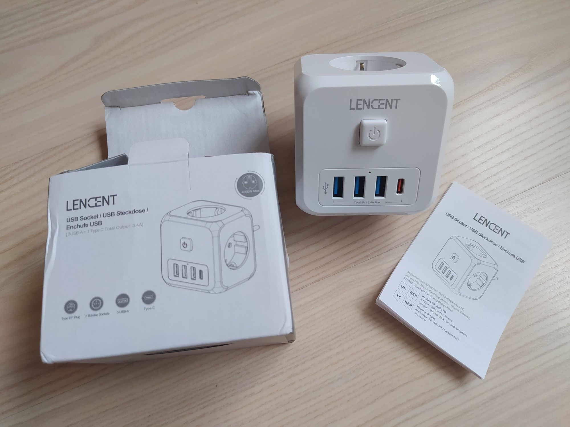 Мережевий фільтр Lencent 7 в 1 (трійник 3 USB, Type-C, 3 розетки).