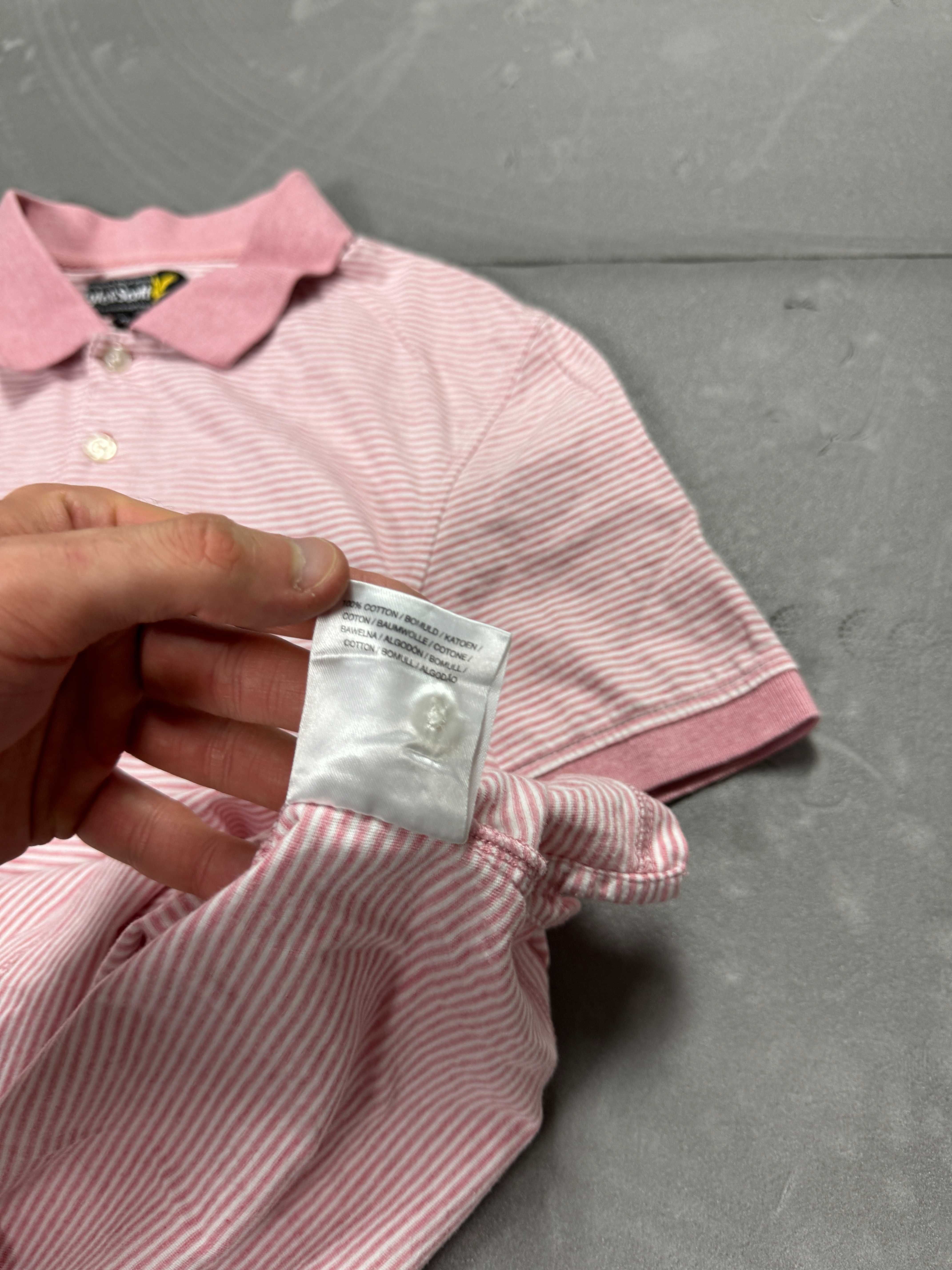 Lyle & Scott koszulka polo z haftem w paski (M) 90s 80s y2k polówka