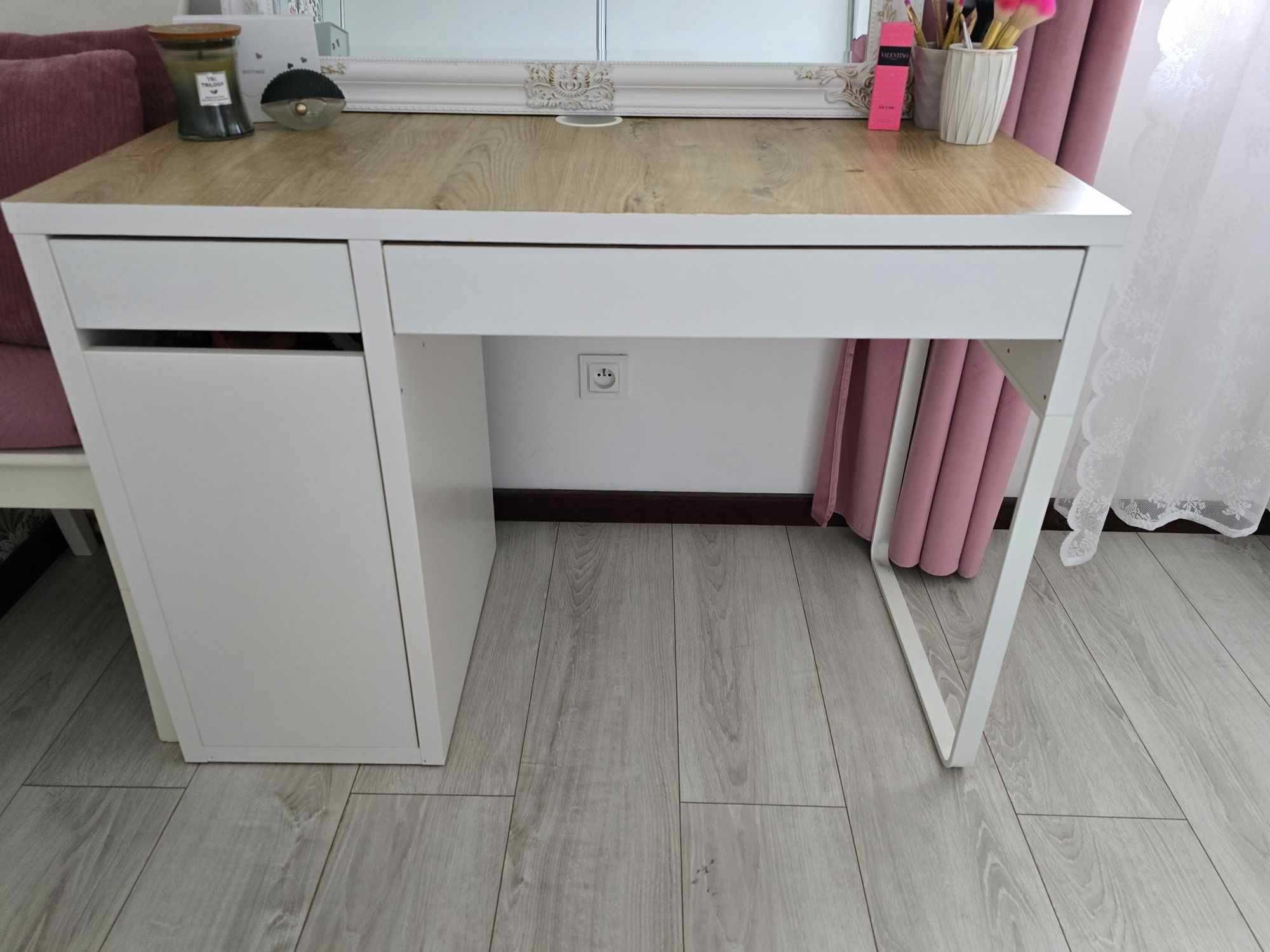 Krzesło biurowe Ikea LÅNGFJÄLL + biurko Micke toaletka drewno róż