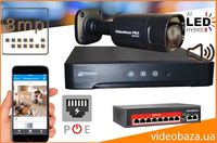 Комплект видеонаблюдения камер відеоспостереження IP POE УСТАНОВКА