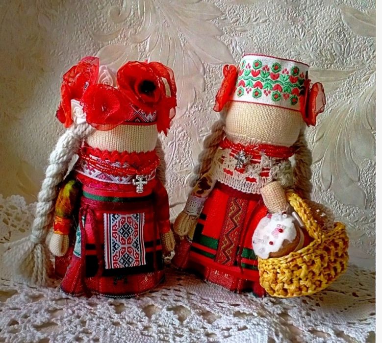 Українська ляльки, ангели мотанки, великодній декор, паска