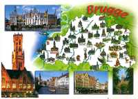 Pocztówka z mapką Brugge (Brugia) Belgia