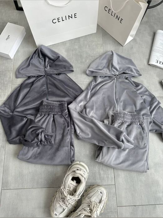 Костюм жіночий плюшевий велюровий сірий спортивний