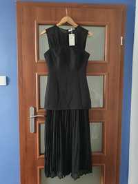 Sukienka czarna maxi plisowana elegancka Reserved 36 S nowa z metka