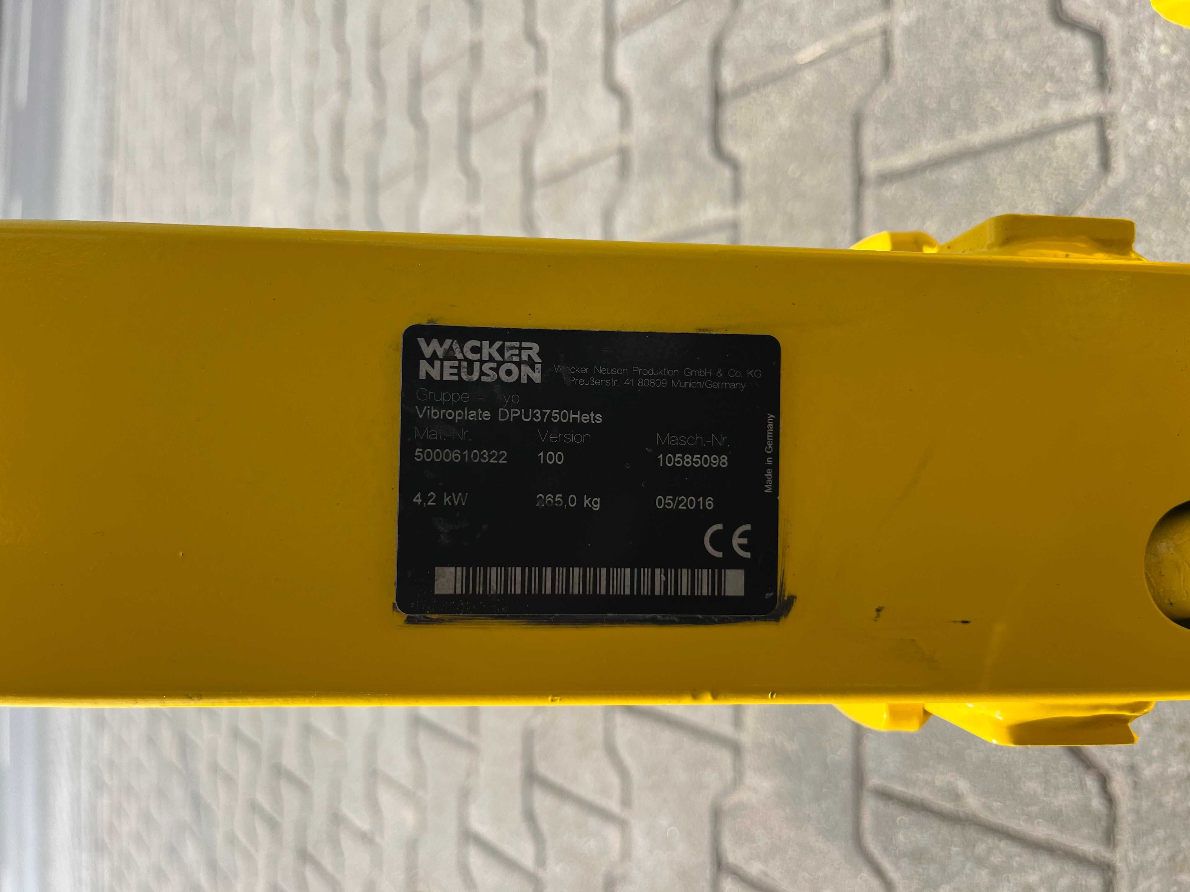 Zagęszczarka rewersyjna ubijarka Wacker Neuson DPU 3750Hets, Gwarancja