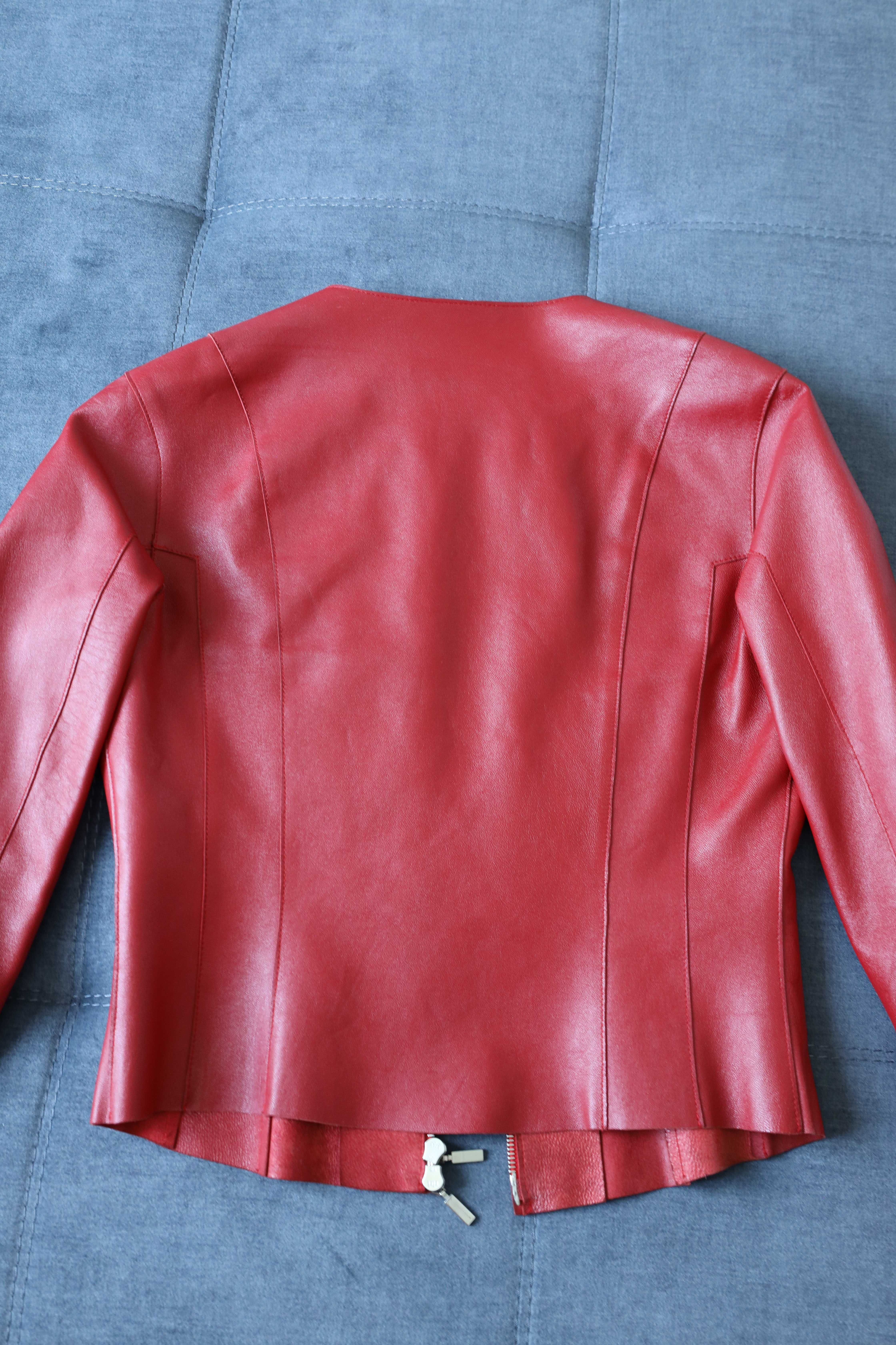 Червоний шкіряний піджак - куртка