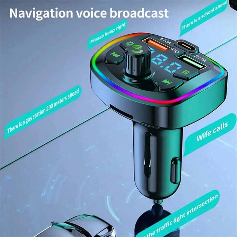 Transmiter FM + bluetooth 5.0 do auta