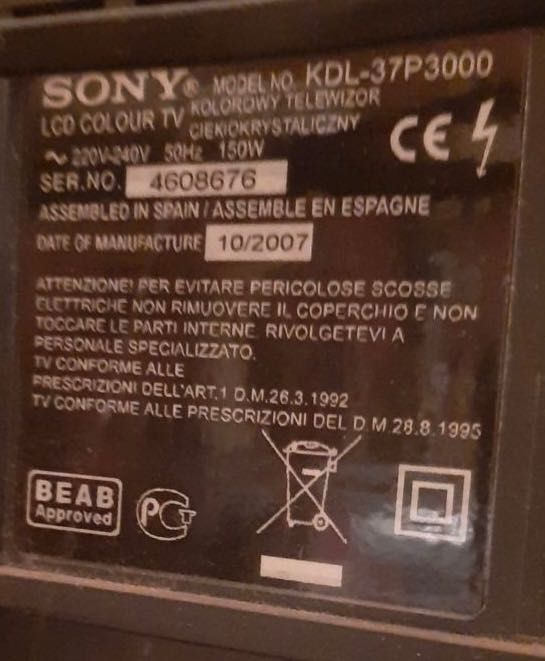 Телевізор Sony KDL-37P3000
