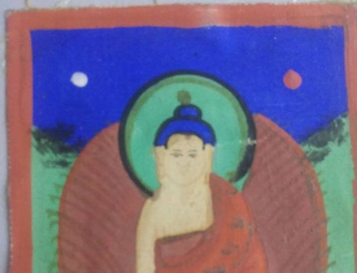 Tybetańska tanka miniaturowa Amitābha. 19 wiek
