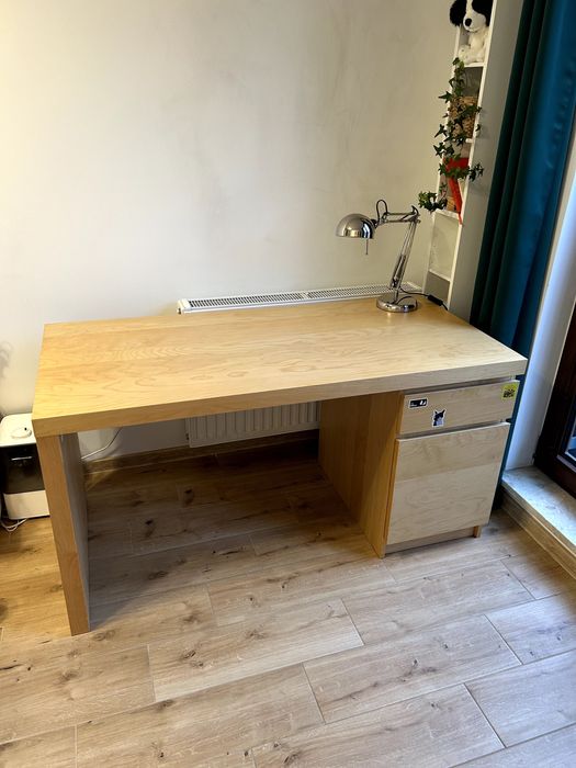 IKEA MALM – Biurko, dąb jasny, dobry stan