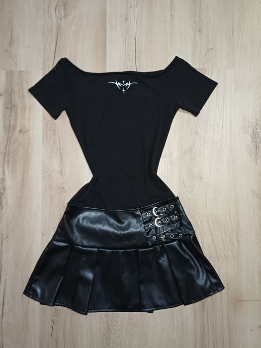 Сет 2 речі gothic y2k футболка і юбка шкіряна pretty little things