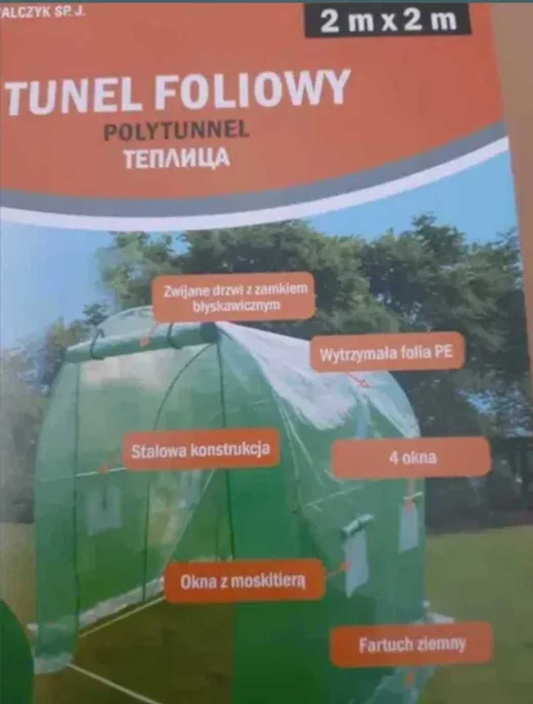 Tunel foliowy 2x2 Stalowa konstrukcja folja zbrojona drzwi okna Nowy