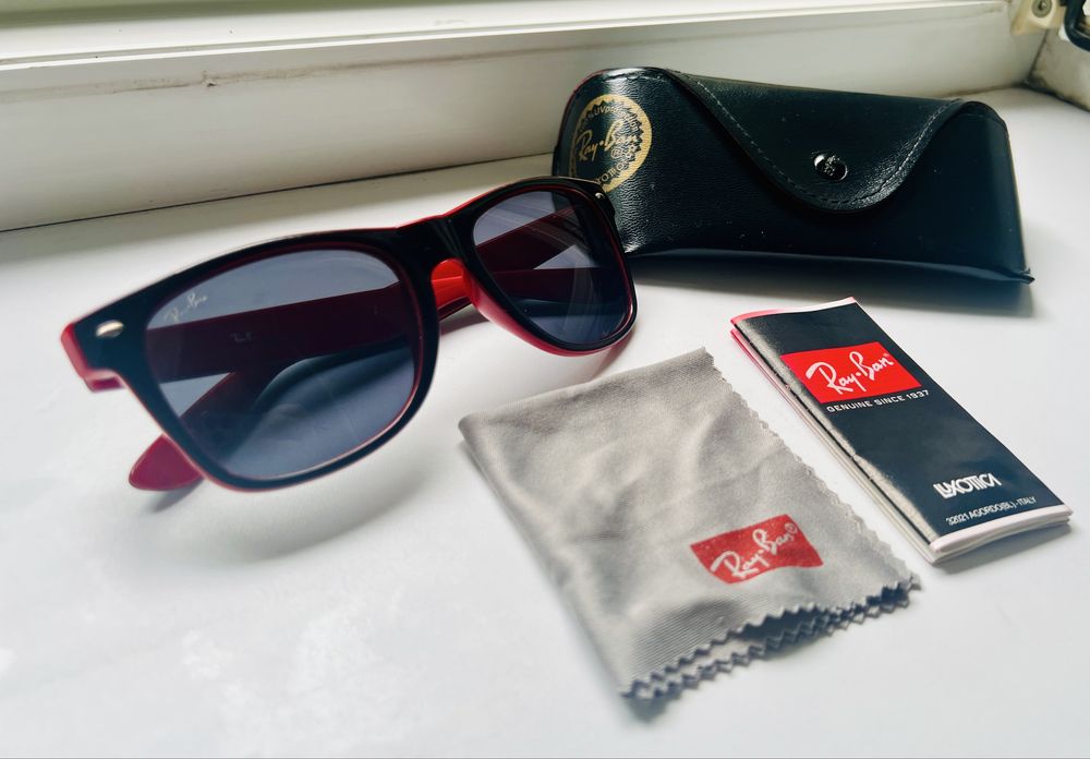 Okulary przeciwsłoneczne - Ray-Ban RB2140 Wayfarer - Czarno-Czerwone