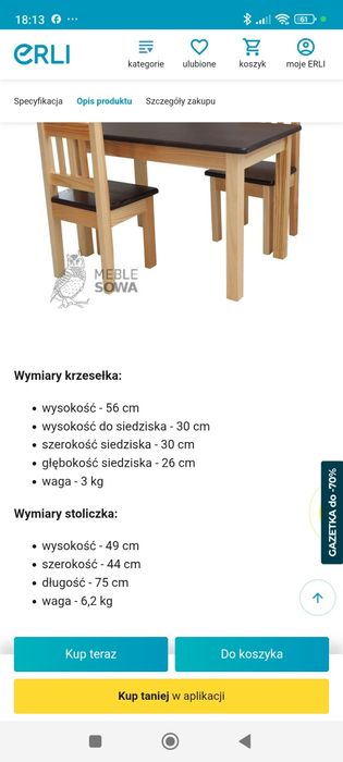 Stolik z krzesłami dla dzieci