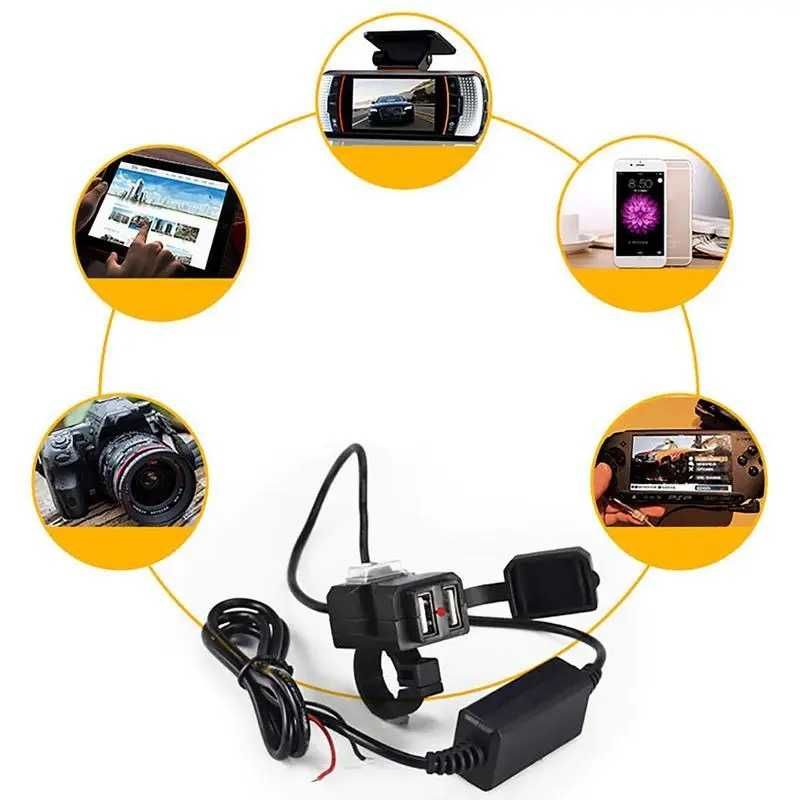 Carregador USB duplo moto interruptor