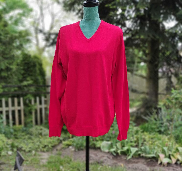 Czerwony sweter wełna merino XL 42 XXL 44 wełniany Linea czerwień