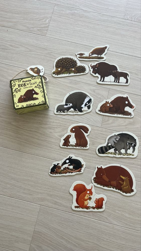 Zestaw puzzli dla 2 latka, Pucio, Rok w lesie i Auta