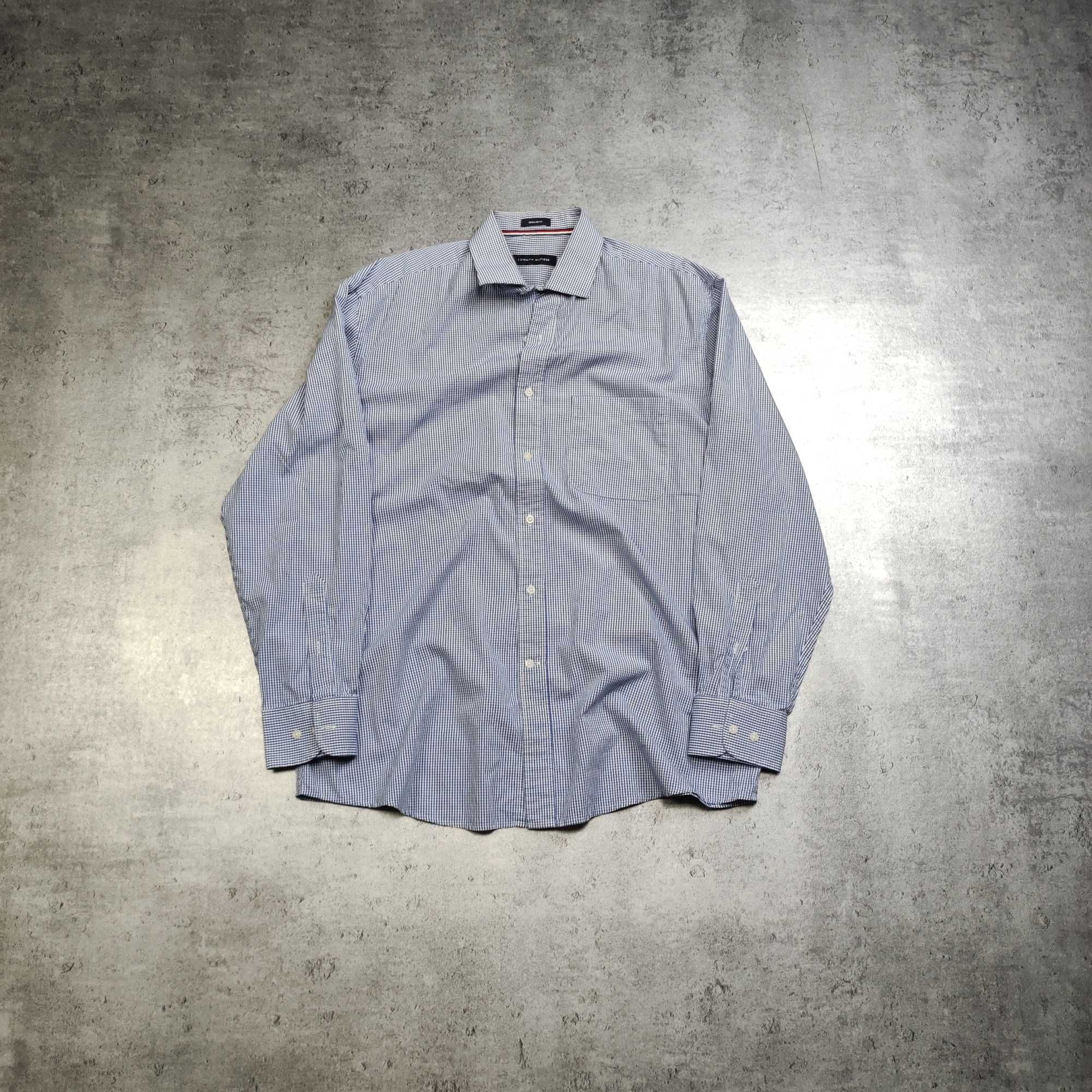 MĘSKA Elegancka Koszula Drobna Kratka Tommy Hilfiger Garnitur Pocket