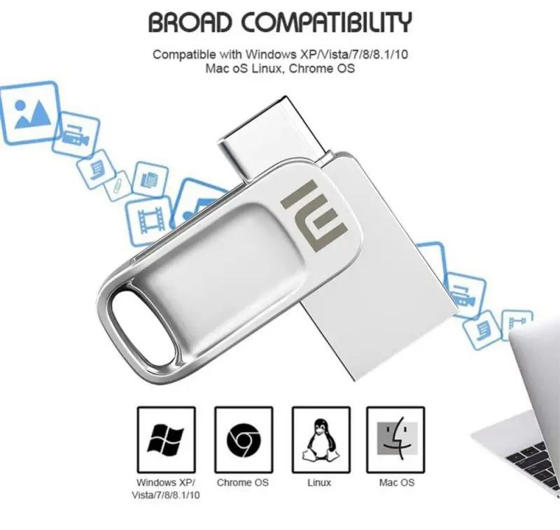 Флешка 2/1 usb in type-c . 8 GB С РЕАЛЬНОЙ ПАМЯТЮ