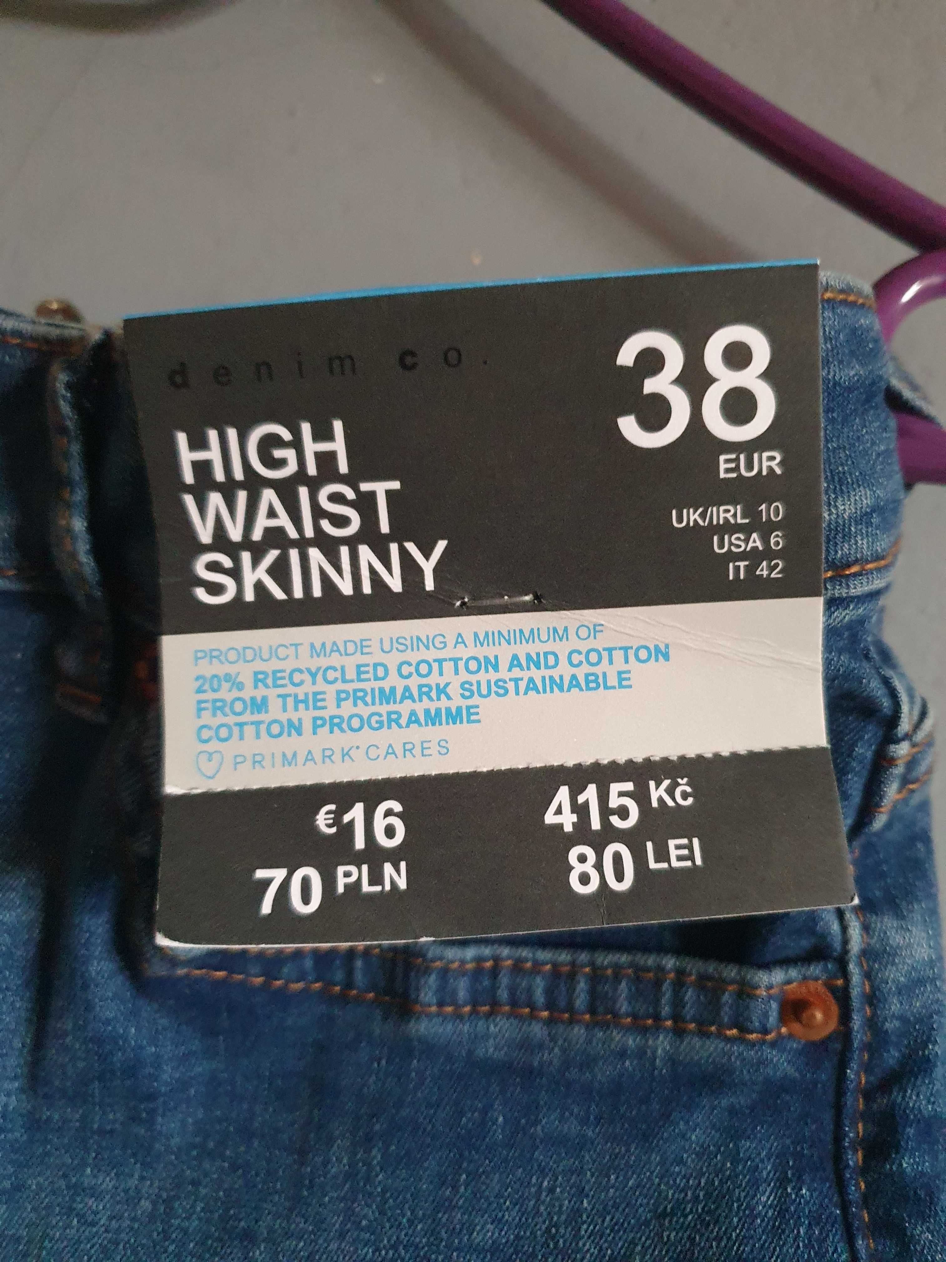 NOWE Jeansy Dżinsy Skinny Spodnie 38 Primark