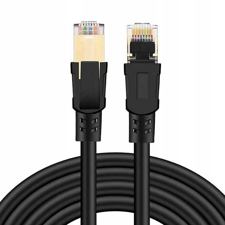 Kabel Sieciowy Ethernet Rj45 Cat8 40gbps 1m Patchcord Lan Xl Czarny