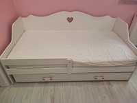 Łóżko dziewczęce z materacem białe 160 na 80 cm