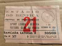 Memorabilia BENFICA vs Porto - Bilhete INAUGURAÇÃO Estádio da Luz 1954