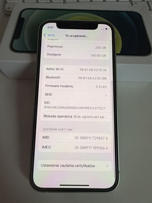 iPhone 12 mini 256gb Green Jak Nowy Bateria 93% od nowości