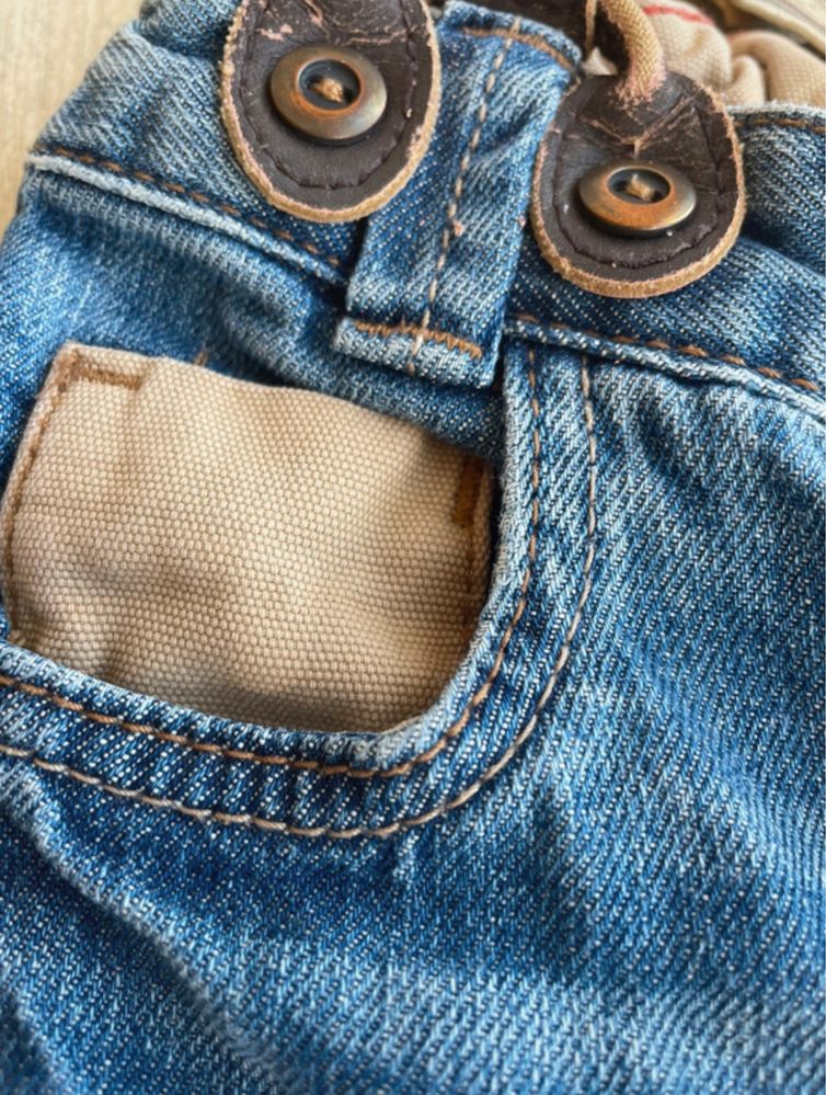 Jeansy szelki dla chlipca h&m 74cm 6-9 mcy