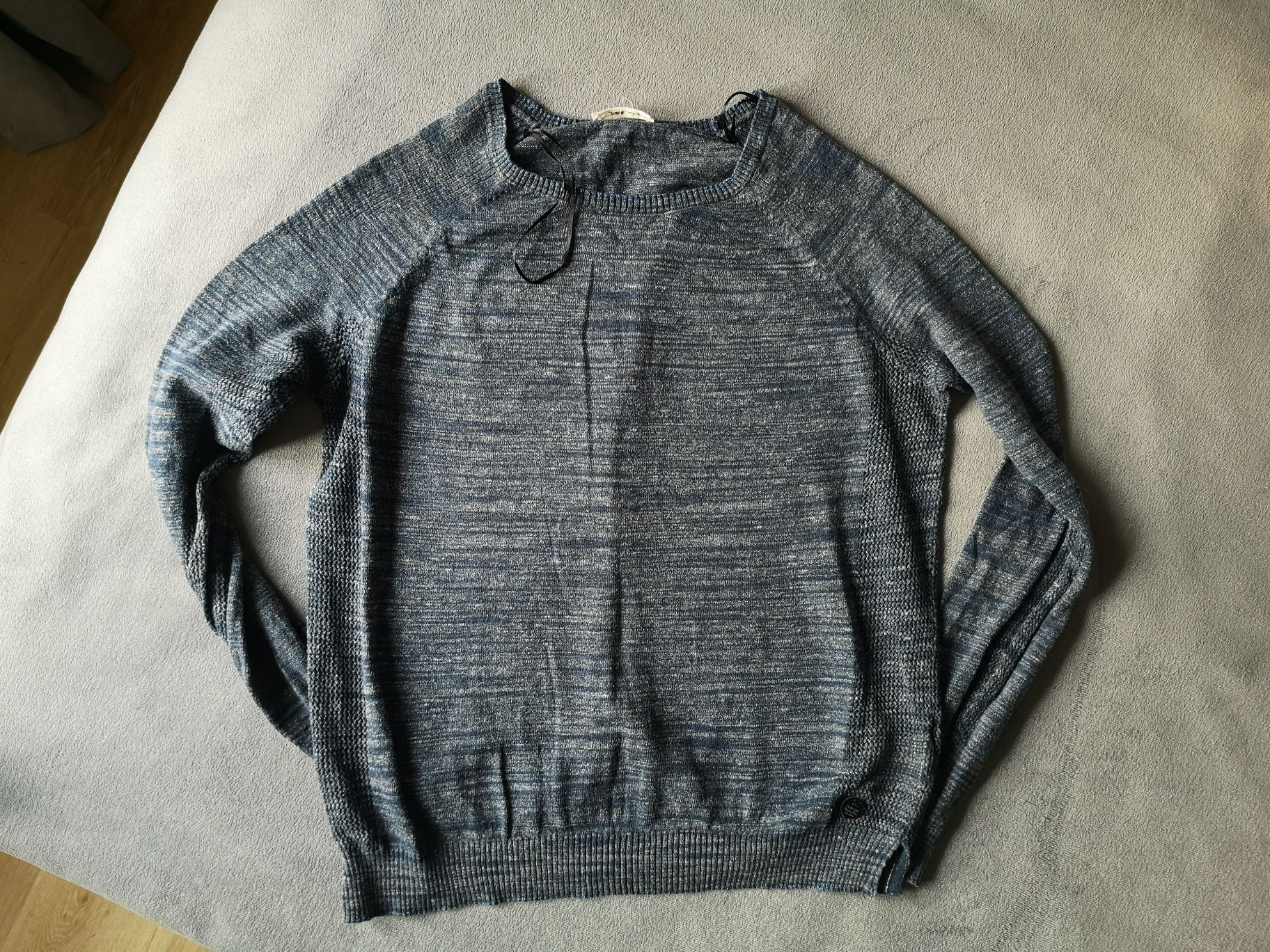 Lee sweter sweterek cienki granatowy niebieski biały melanż r. S/36