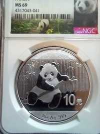 10 юаней 2014 Панда серебро в слабе