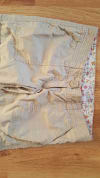 Spodnie 3/4  beżowe bojówki dużo kieszeni, bawełna rozmiar S