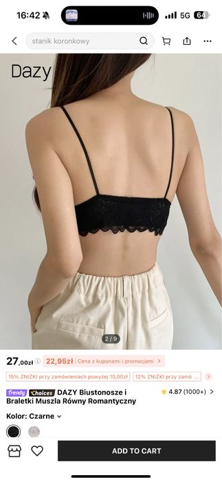 Czarny koronkowy stanik