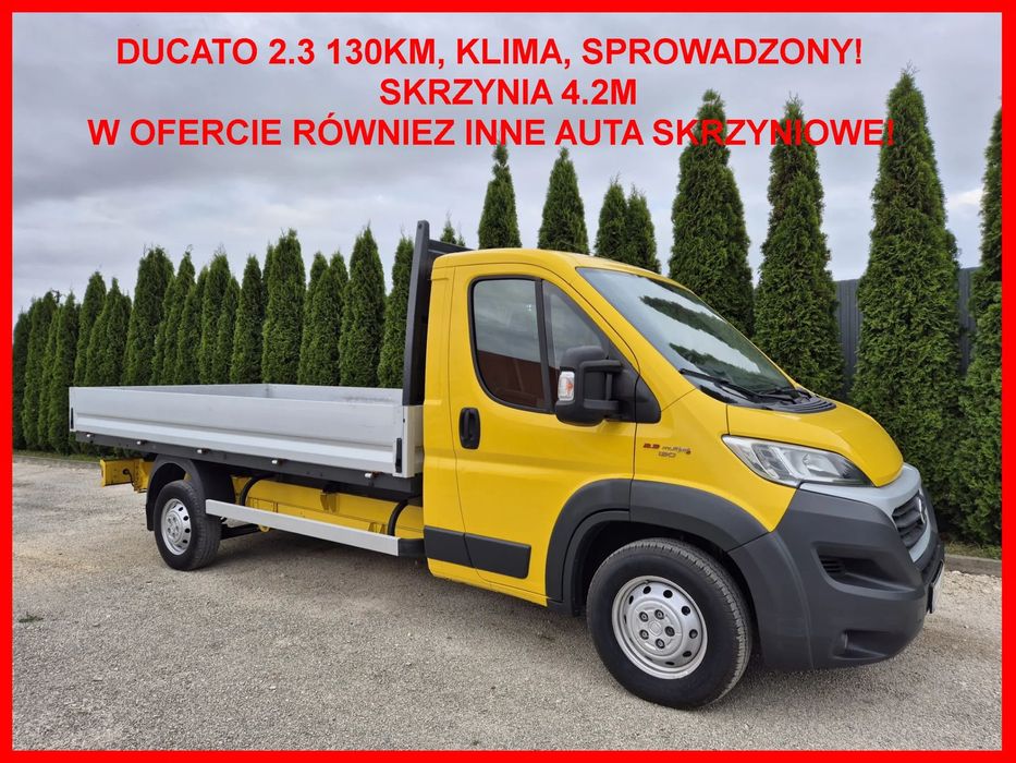 Fiat Ducato 2.3 130KM  Skrzyniowy, Klima, Skrzynia  4.2m, 210tys, Bez korozji, Sprowadzony!