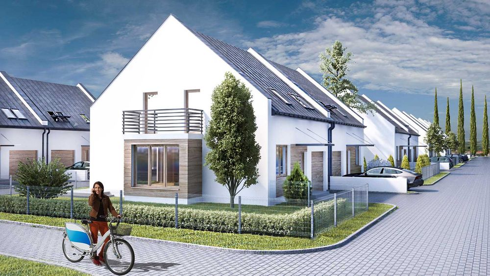 Nowe domy w zabudowie bliźniaczej Strumień śląskie.