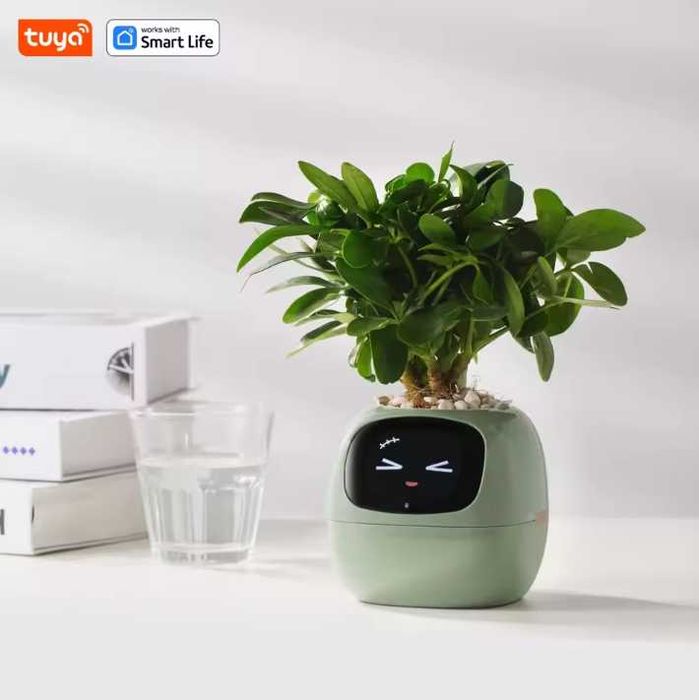 Умный интерактивный горшок для растений Tuya Ivy Smart Planter зеленый