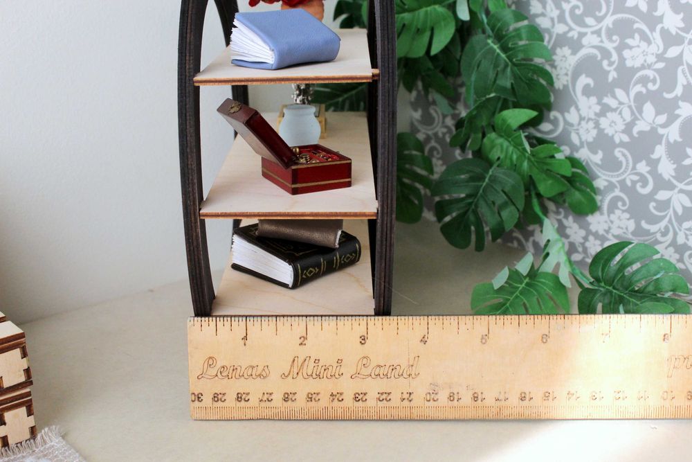 Meble dla lalki miniaturowy okrągły kredens szuflada półka skala 1:6
