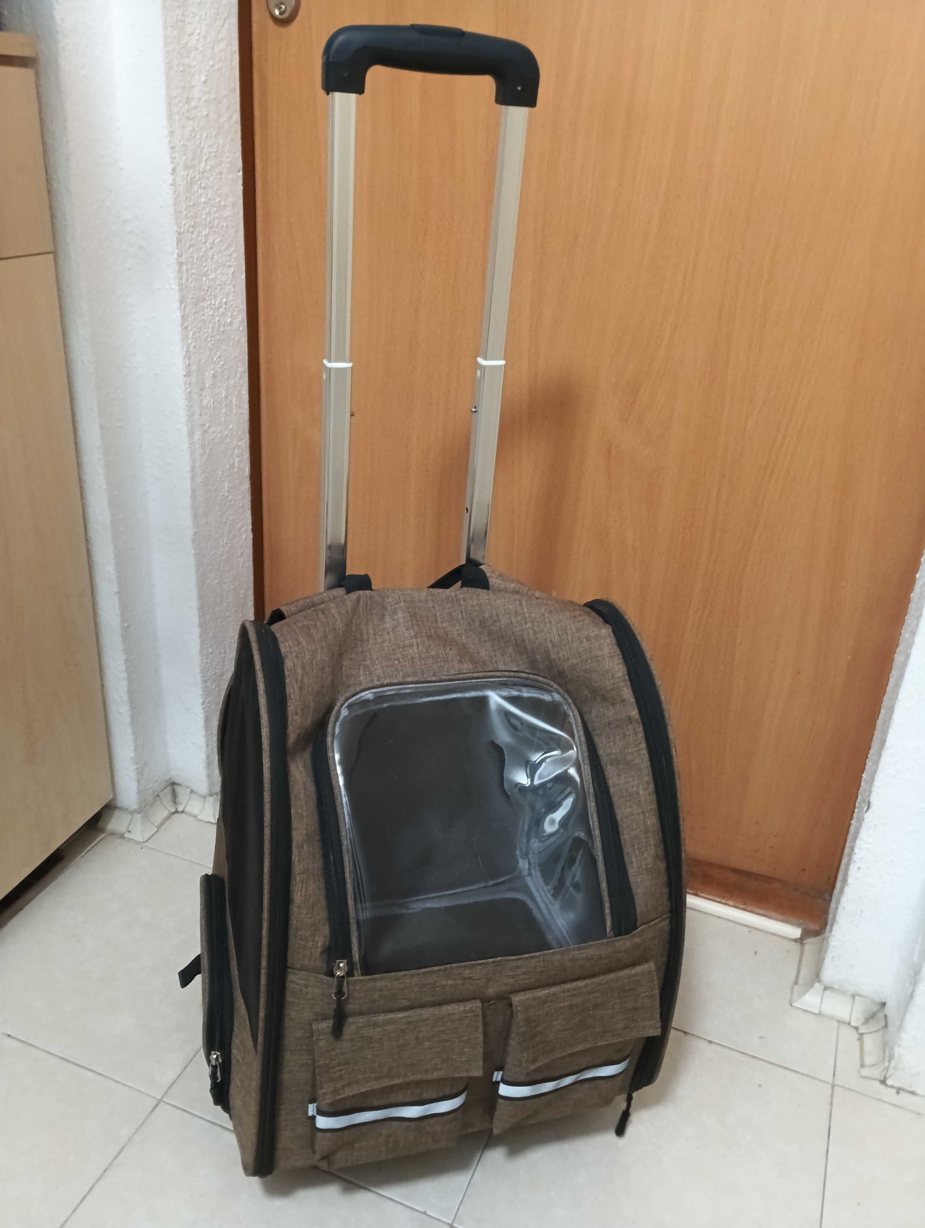 wózek,plecak,transporter dla kota w kolorze khaki