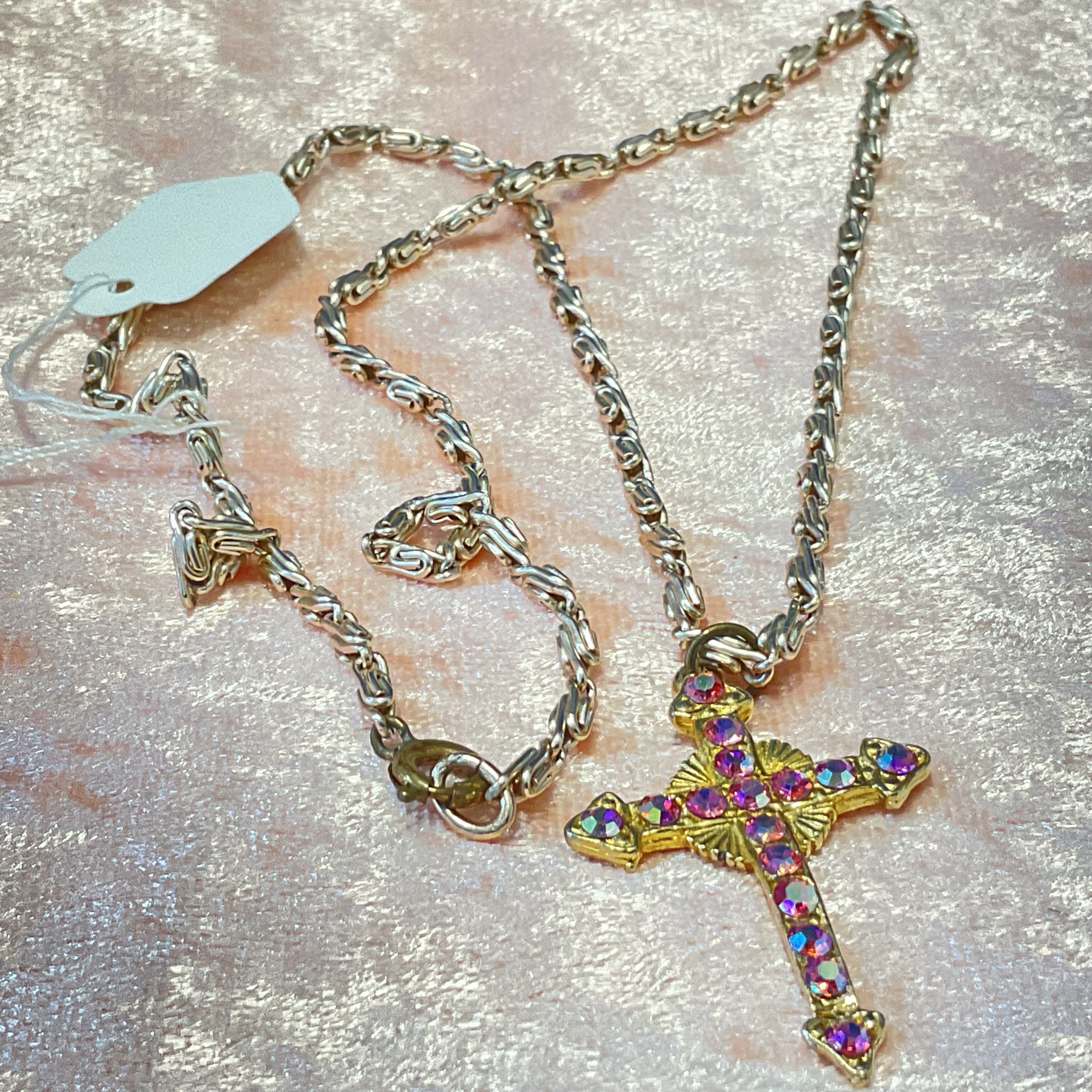 Fio com crucifixo peça vintage 42 cm