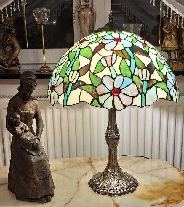 Piękna lampa witrażowa (Tiffany) wys.56cm,śred.41cm-stan idealny