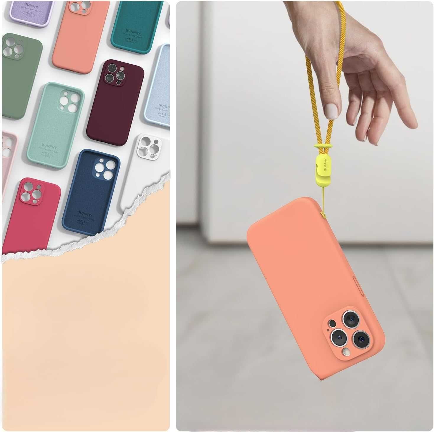 Silikonowe Etui do iPhone 15 Pro z Smyczą Ochraniaczem Ekranu i Aparat