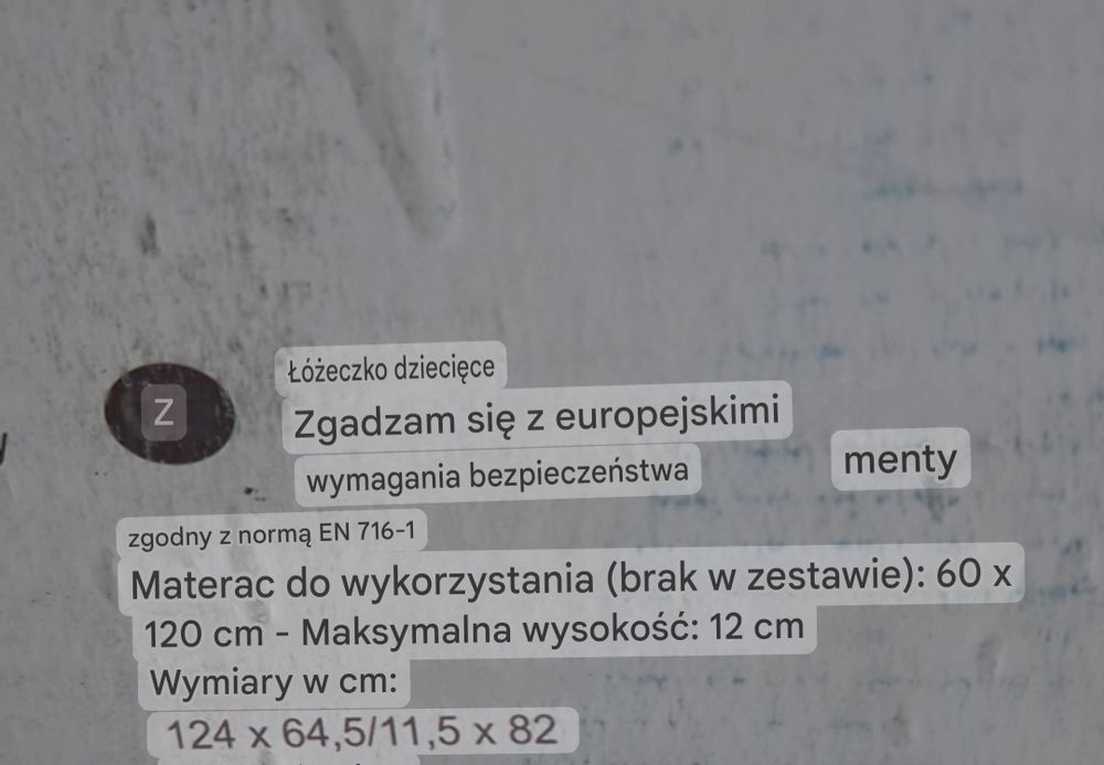 WEBABY - Łóżeczko dziecięce 60x120cm Białe