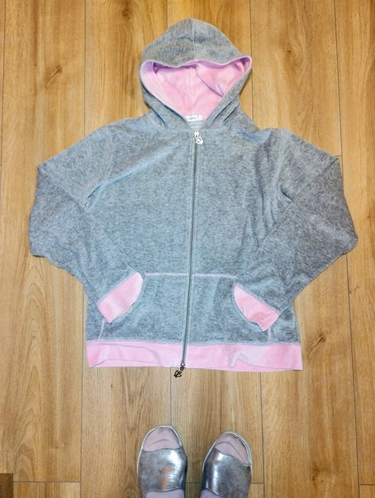Bluza welurowa szaro rozowa M