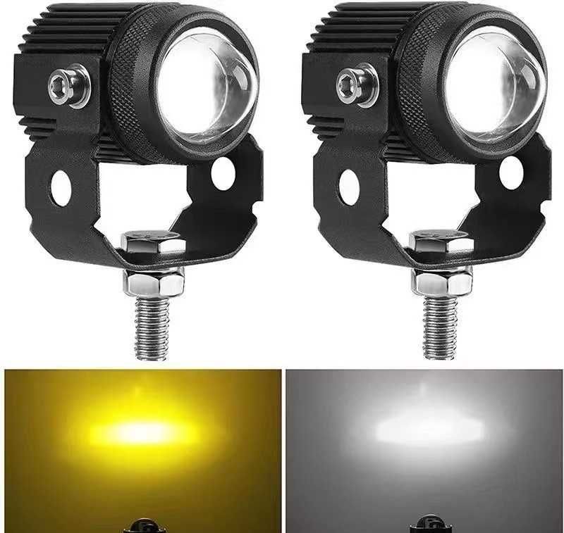 Halogeny motocyklowe LED DUAL COLOR Dalekosiężne Biało-Żółte quad moto