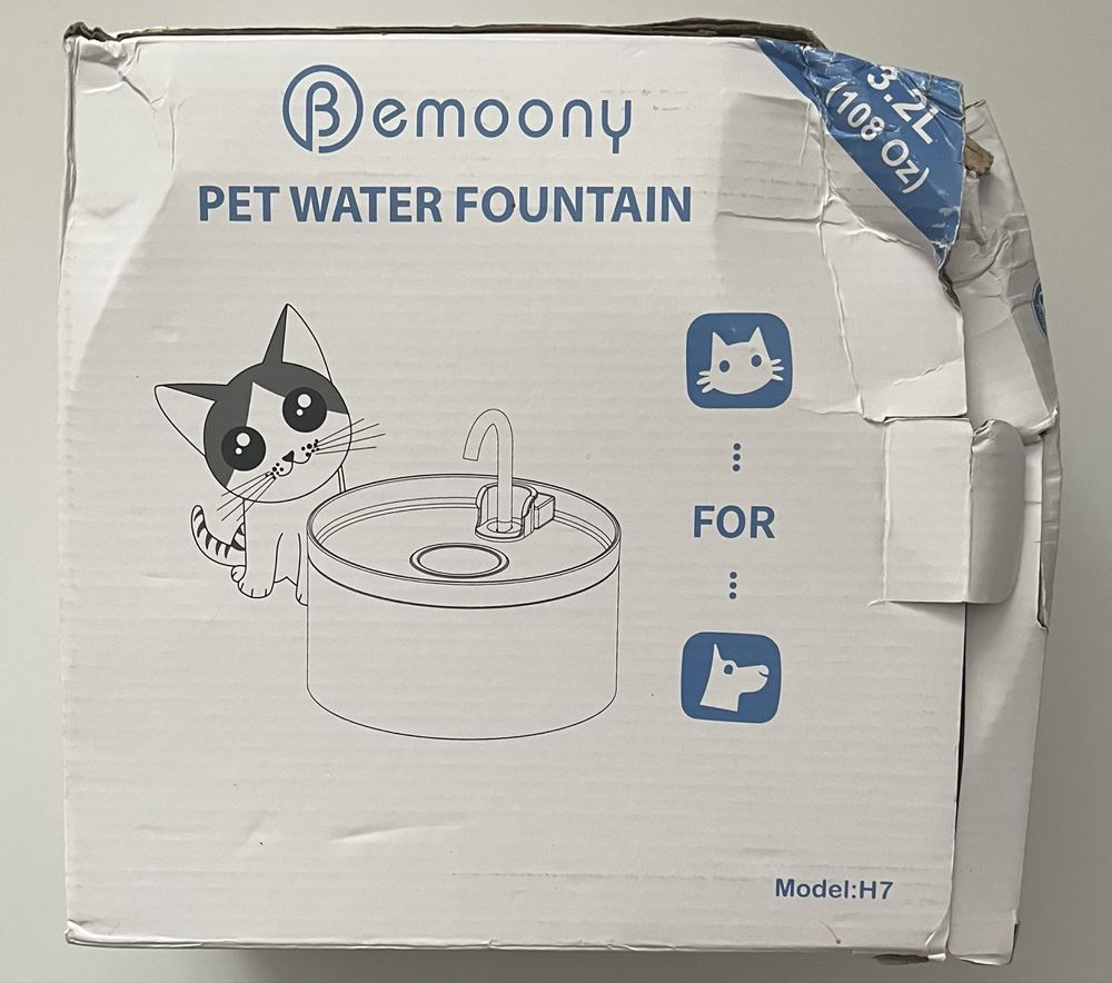 BEMOONY fontanna dla kota 3,2L z filtrami i podświetleniem