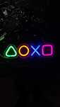 Neon LED symbole PS PLAY STATION neon na sciane, neon pokoj gracza
