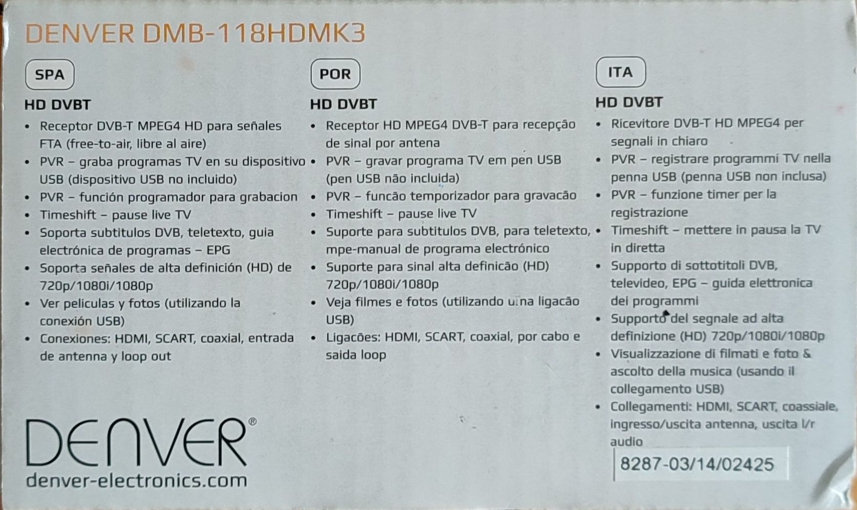 Sintonizador TDT Denver Electronics