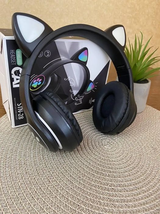 Навушники дитячі бездротові з котячими вушками  RGB STN-28 Bluetooth